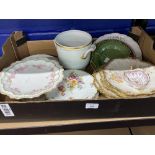 19th cent. Decorated plates German Kaiser floral plates, vine pattern plate, four Limoges plates and