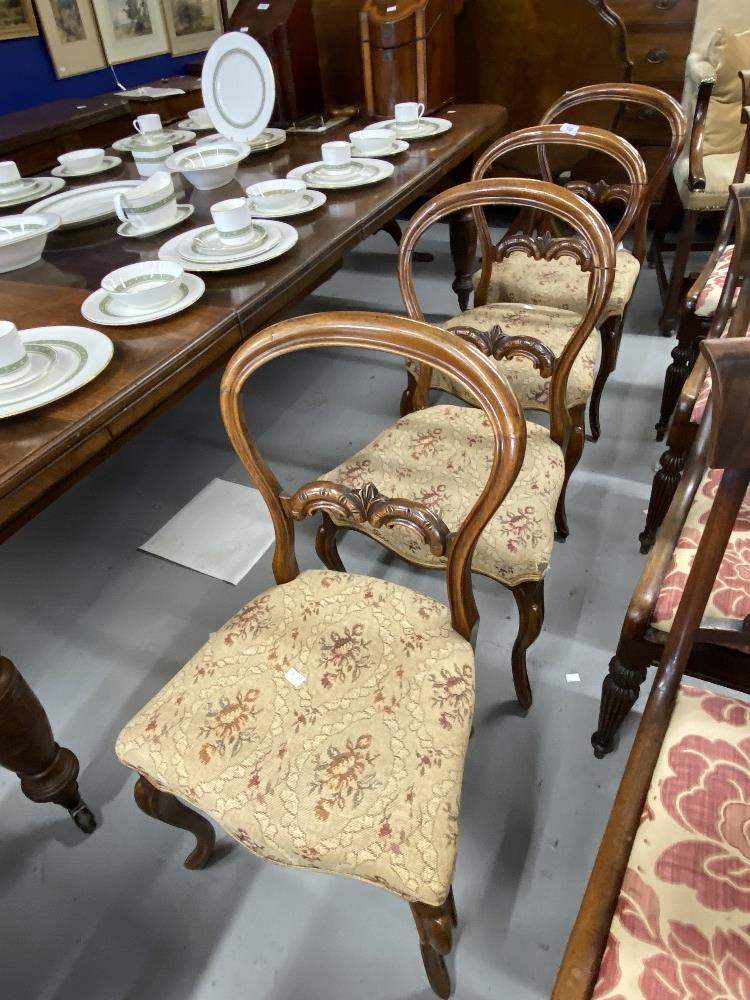 19th cent. Balloon back dining chairs (4).