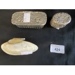 Hallmarked Silver: Trinket boxes one glass based with silver cover hallmarked 1904, and one