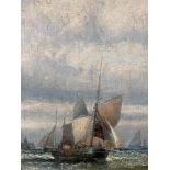 Circle of Hubert Thornley: 19th century oil on canvas Fishing boats at Scarborough (see images for