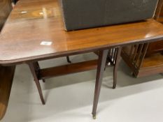 Early 20th cent. Sutherland drop leaf table and a mahogany 2 tier occasional table.