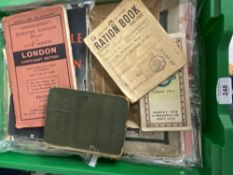 The Samuel Smith Collection: WWII ephemera, booklets, and maps, including ration books, anti-gas eye