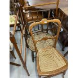 19th cent. Faux bamboo clothes airer, wicker seated ladies salon chair plus Aesthetic mahogany