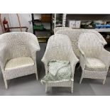 Garden/Conservatory Furniture: Early 20th cent. Lloyd loom harlequin set, comprising of 2 seater