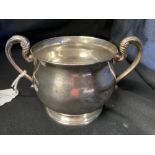 Hallmarked Silver: Sugar bowl, scroll handles, hallmarked London 1922. Weight 6·79oz.