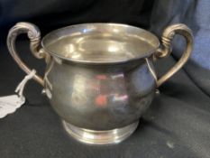 Hallmarked Silver: Sugar bowl, scroll handles, hallmarked London 1922. Weight 6·79oz.