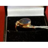 Hallmarked Jewellery: 18ct. Gold ring set with an oval black opal. Hallmarked Sheffield. Weight 4·