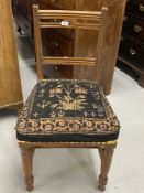 WWI/Royal Navy: Late 19th cent. Walnut dining chair with chamfered frame and central carved