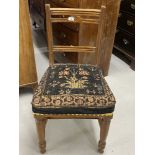 WWI/Royal Navy: Late 19th cent. Walnut dining chair with chamfered frame and central carved