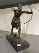 After Martin Milo 1893-1970 art deco style bronze sculpture of an African native bowman, signed Milo