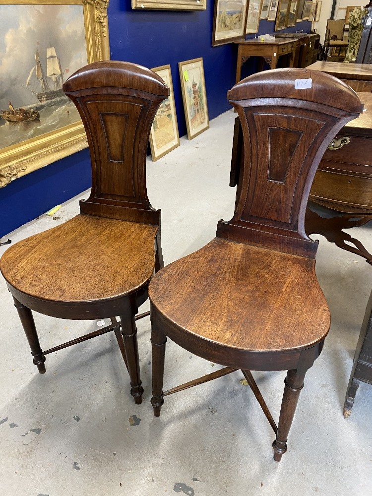 Mid 19th cent. mahogany hall chairs of good quality - a pair.