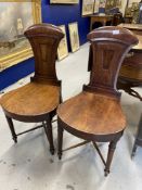 Mid 19th cent. mahogany hall chairs of good quality - a pair.