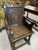 18th cent. Oak panelled Wainscott with later additions chair Height 3ft. 4in.