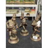 19th/20th cent. Cast brass animal musicians in military uniform, drummer, saxophone player,