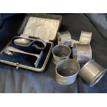 Hallmarked Silver: Four napkin rings, two hallmarked London and Birmingham and two Australian with