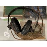 Militaria: WWII German Army Panzer Crew headphones.