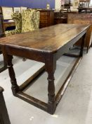 Late 17th cent. oak three plank peg jointed serving/refectory table. 73in. x 29in. x 31in high.