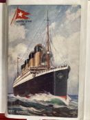 Postcards: Album of maritime cards to include RMS Olympic, Queen Mary, Majestic, Victoria and