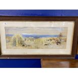 19th cent. English School: Watercolour on paper "Harvest Time". 10in. x 28in.