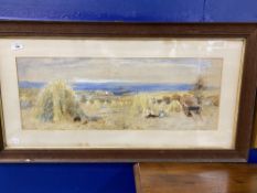 19th cent. English School: Watercolour on paper "Harvest Time". 10in. x 28in.