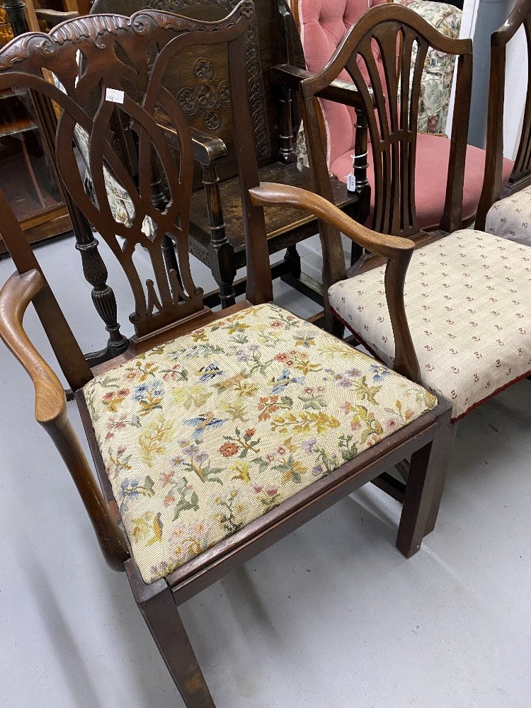 19th cent and later Harlequin set of six mahogany dining chairs.