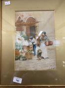 19th cent. Italian School: Watercolour on paper "An Italian Fruit Seller",signed bottom right A.