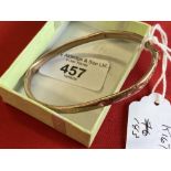 Hallmarked Jewellery: 9ct. Gold hinged bangle (scrap) hallmarked Chester. Weight 6·8g.