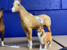 Beswick: Arab stallion 'Bahram' Palamino gloss. Arthur Gredington. Plus Collie, brown and white