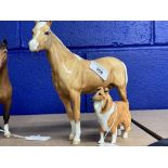 Beswick: Arab stallion 'Bahram' Palamino gloss. Arthur Gredington. Plus Collie, brown and white