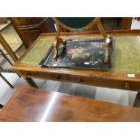 19th cent. Mahogany writing table with leather skiver. 40in. x 24in.