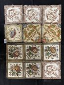 Reclamation: Thirteen Victorian and later wall tiles of varying designs. 6in. x 6in. Plus a box of