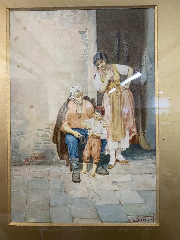 19th cent. Italian School: Watercolour on paper "An Italian Fruit Seller",signed bottom right A. - Image 2 of 2