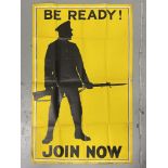 Militaria - WWI Poster: Recruitment poster featuring a Tommy in silhouette with the slogan "Be