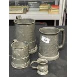 Pewter Ware: Early 19th cent. Half pint and one quart tankards, inscribed R Davies, Bear Inn,