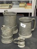 Pewter Ware: Early 19th cent. Half pint and one quart tankards, inscribed R Davies, Bear Inn,