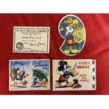 Disney 1930 Mickey Mouse Chums Membership Card no. 174592 plus 2 pop up Christmas Cards and a cut