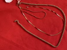 Jewellery: Three 9ct. gold chains, one rope link and two S link, hallmarked Birmingham. Total weight