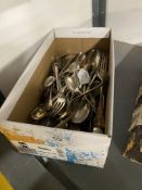 Silver Plated Flatware: Table forks, spoons and coffee spoons.