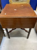 Georgian mahogany square drop leaf table of excellent quality. The legs both canted and rebated with