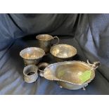 Hallmarked Silver: Mixed silver to include bowls, napkin rings, etc. Approx. 10·7oz.