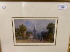 20th cent. French School watercolour of a village. 8in. x 5in.