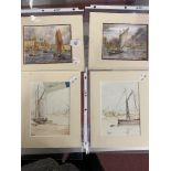 R Stevens: 21st cent. Watercolours, St Andrews Herring Boats, Norfolk Wherries and two unnamed