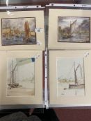 R Stevens: 21st cent. Watercolours, St Andrews Herring Boats, Norfolk Wherries and two unnamed