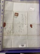 Stamps: 19th cent. Collection of six 1840s 1d reds on piece. 1849 letter Dumfries to Edinburgh, 1847