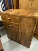 1930s Walnut tallboy of four drawers and one cupboard. 30in. x 18in.