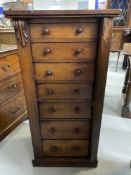 19th cent. Mahogany Wellington chest of seven drawers. 21in. x 14in.