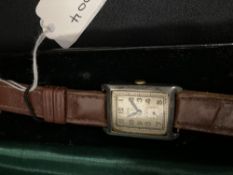 Watches: "Gewa" art deco tank style watch 15 Rubis hallmarked silver case Dennison Birmingham