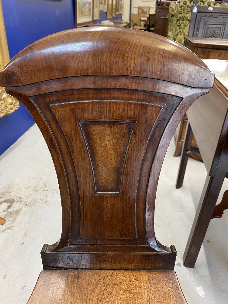 Mid 19th cent. mahogany hall chairs of good quality - a pair. - Image 2 of 2