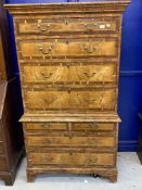 Late 17th/early 18th cent. Queen Anne walnut chest on chest of delicate proportions, with