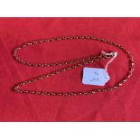 Hallmarked Jewellery: 9ct. Gold paper chase link chain. Length 32¼ins. Hallmarked London. Weight